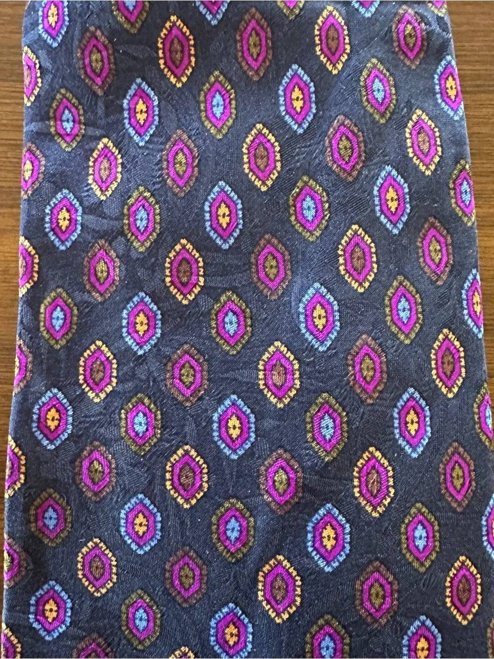Stefano Ricci Navy Tie with Purple, Blue & Gold Medallions